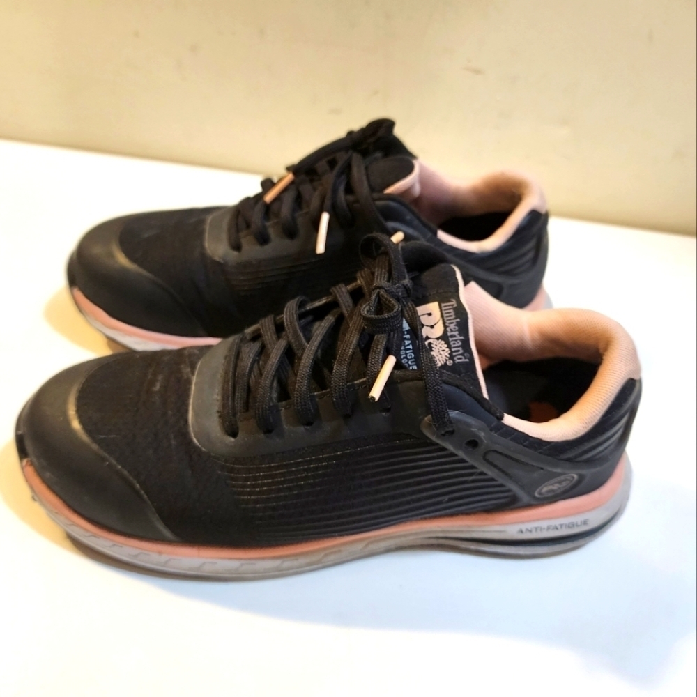 TIMBERLAND PRO women's black and pink drive train work sneakers size 7.5